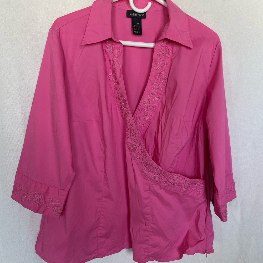 Lane Bryant Pink Embroidered Women's Top Valentine’s Day